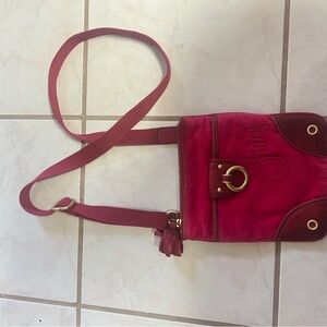 Juicy Couture Pink Crossbody Bag with Textured Fabric and Metallic Hardware